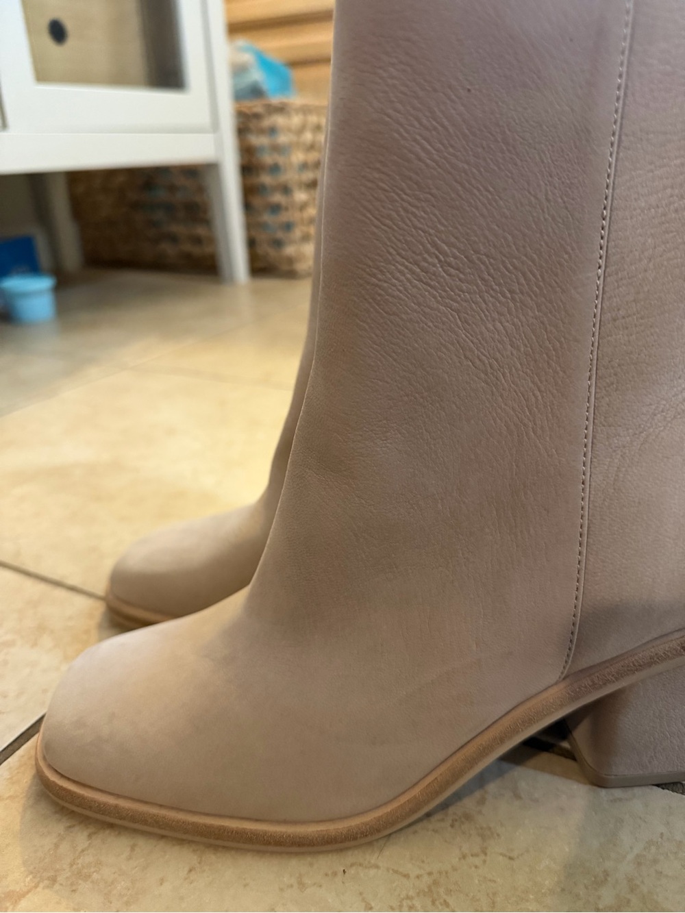 Dolce Vita Beige Women's Block Heel Ankle Boots - Picture 2 of 4